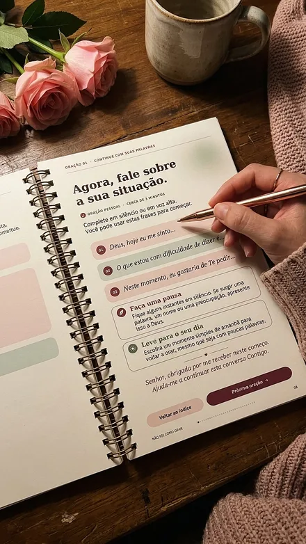 Caderno impresso: página para continuar com suas palavras