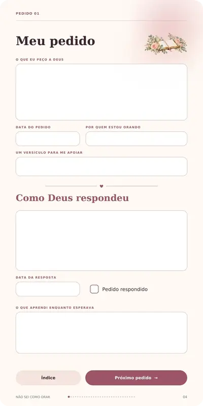 Página do e-book: Meu Caderno de Pedidos e Respostas