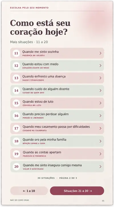 Página do e-book: Índice: orações 11 a 20