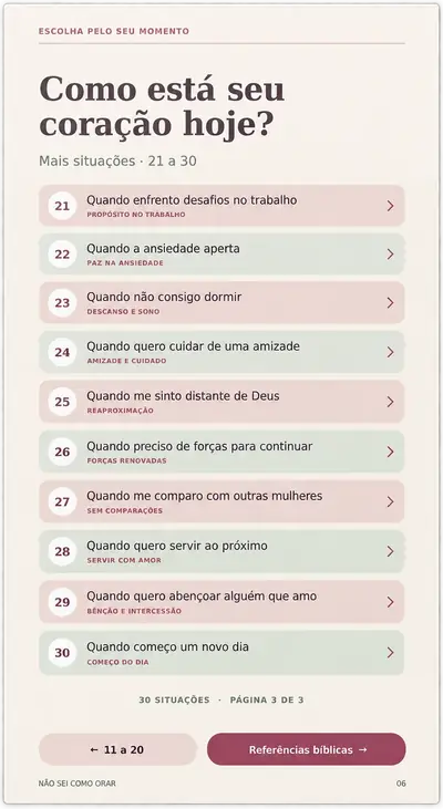 Página do e-book: Índice: orações 21 a 30